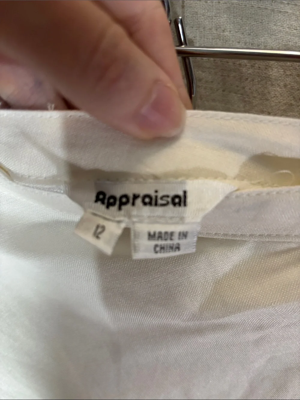 Appraisal Ivory Embroidered A Line Midi Skirt Size 12 Ramie Rayon Blend Lined